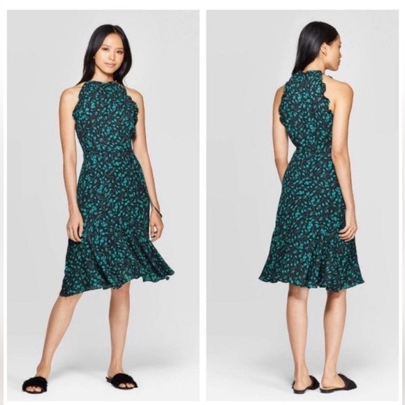 Who What Wear Floral Print A-Line Halter Sleeveless Dress. New With Tags. - Picture 4 of 9